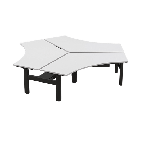 Agile Motion+ Electric Height Adjustable 3 Person Workstation Black Powdercoat