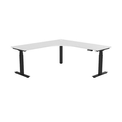 Agile Motion+ Electric Height Adjustable Corner Workstation 1800x1800x600 (2pc) LHS White Black Powdercoat