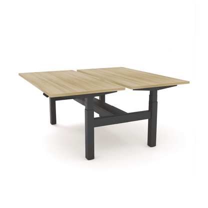 Agile Motion - Electric Height Adjustable Double Sided Workstation 1200x750 New Oak Top / Black Frame With Cable Tray