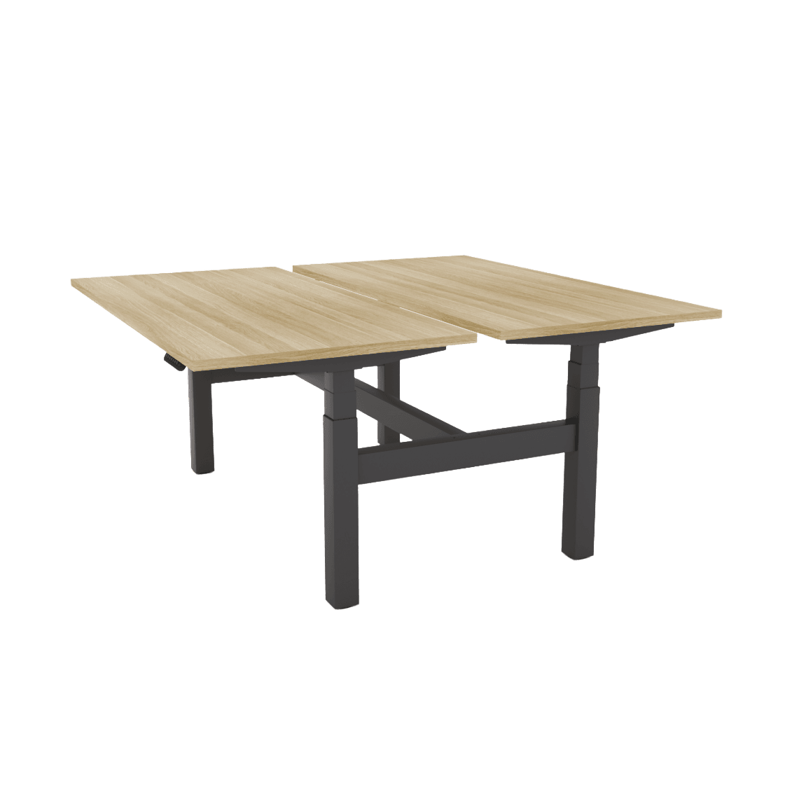 Agile Motion - Electric Height Adjustable Double Sided Workstation 1200x750 New Oak Top / Black Frame No Cable Tray