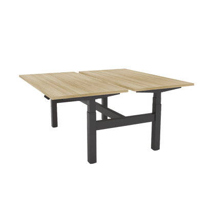Agile Motion - Electric Height Adjustable Double Sided Workstation 1200x750 New Oak Top / Black Frame No Cable Tray