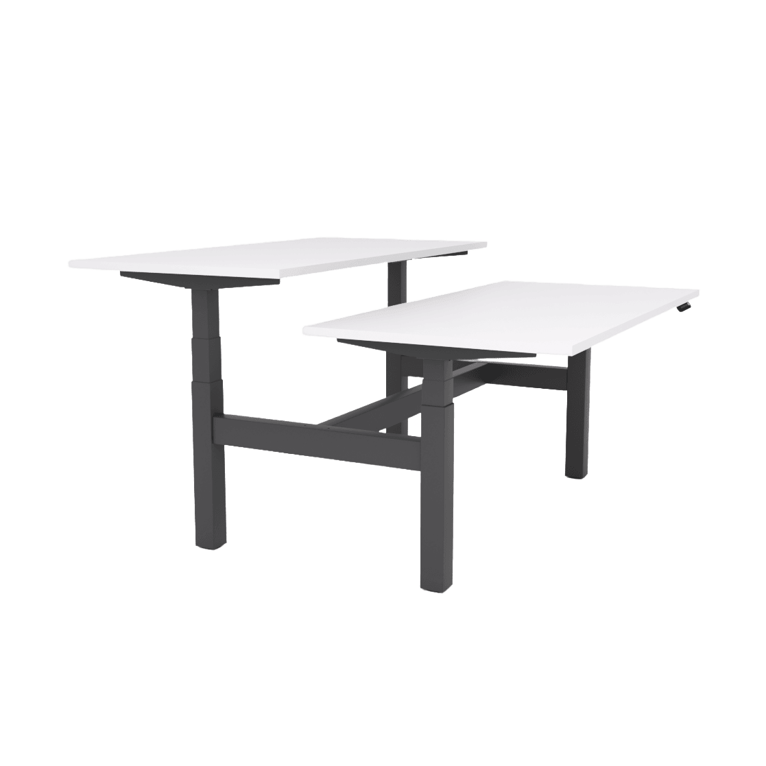 Agile Motion - Electric Height Adjustable Double Sided Workstation 1200x750 New Oak Top / Black Frame No Cable Tray