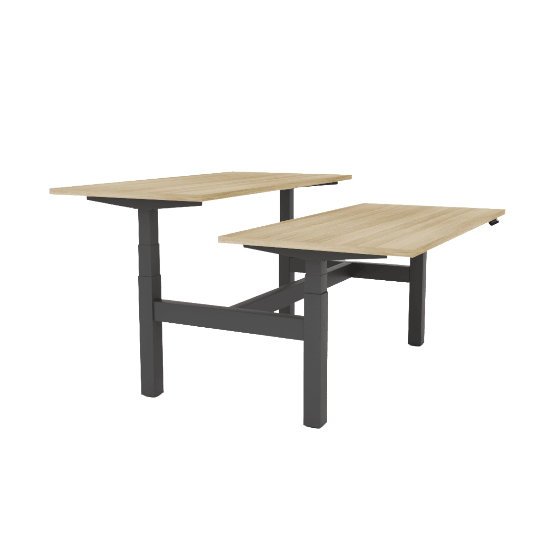 Agile Motion - Electric Height Adjustable Double Sided Workstation 1200x750 New Oak Top / Black Frame No Cable Tray