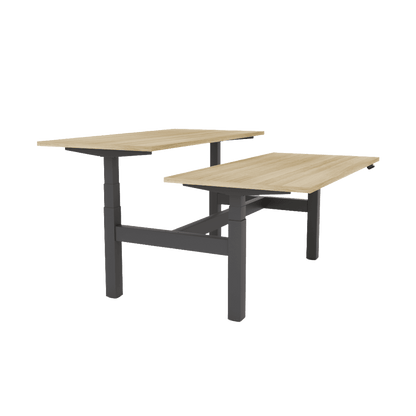 Agile Motion - Electric Height Adjustable Double Sided Workstation 1200x750 New Oak Top / Black Frame No Cable Tray