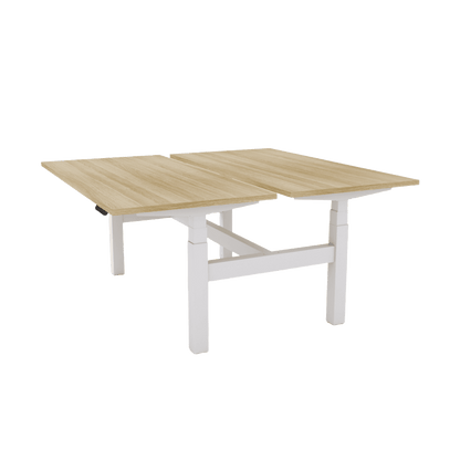 Agile Motion - Electric Height Adjustable Double Sided Workstation 1200x750 New Oak Top / White Frame No Cable Tray