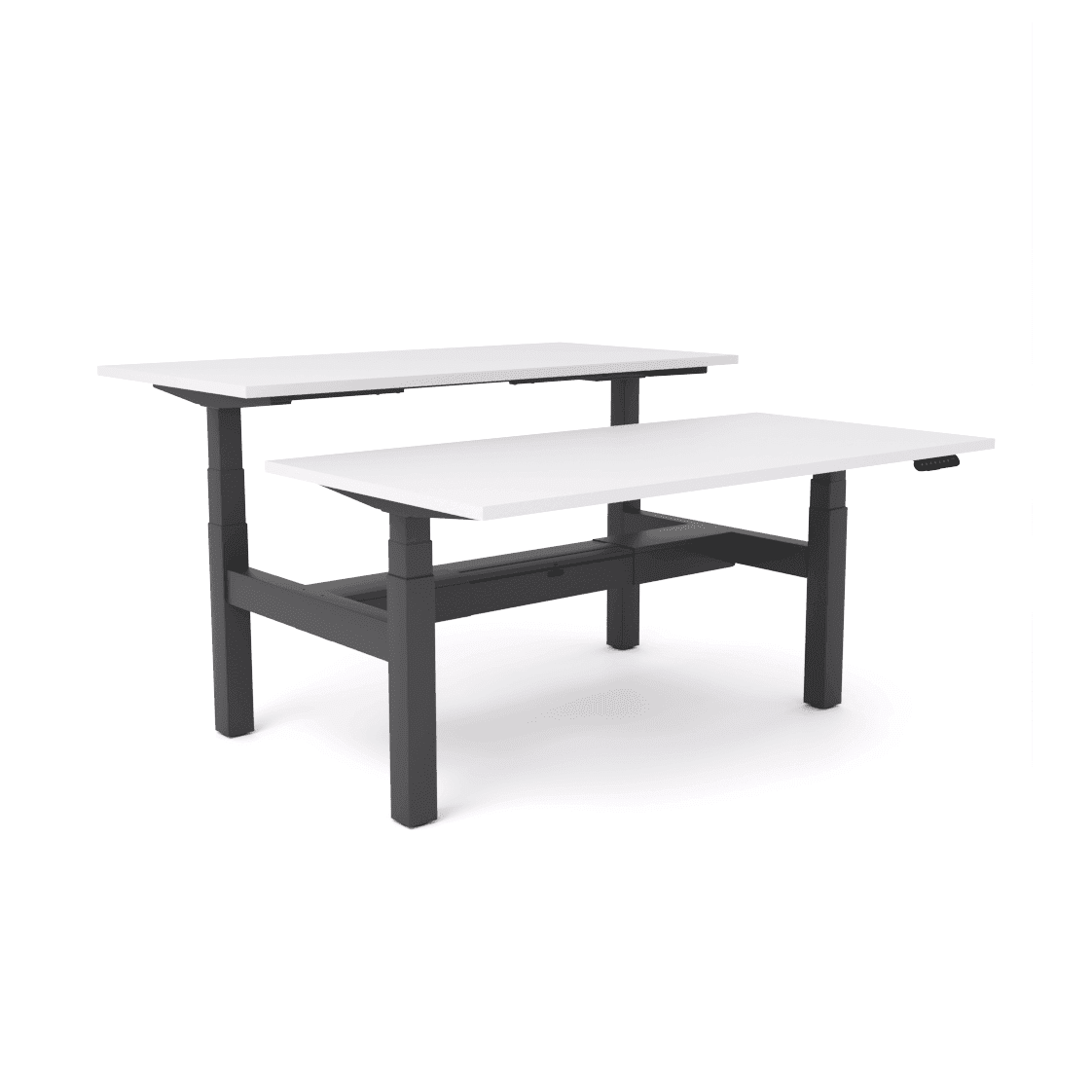 Agile Motion - Electric Height Adjustable Double Sided Workstation 1200x750 White Top / Black Frame With Cable Tray
