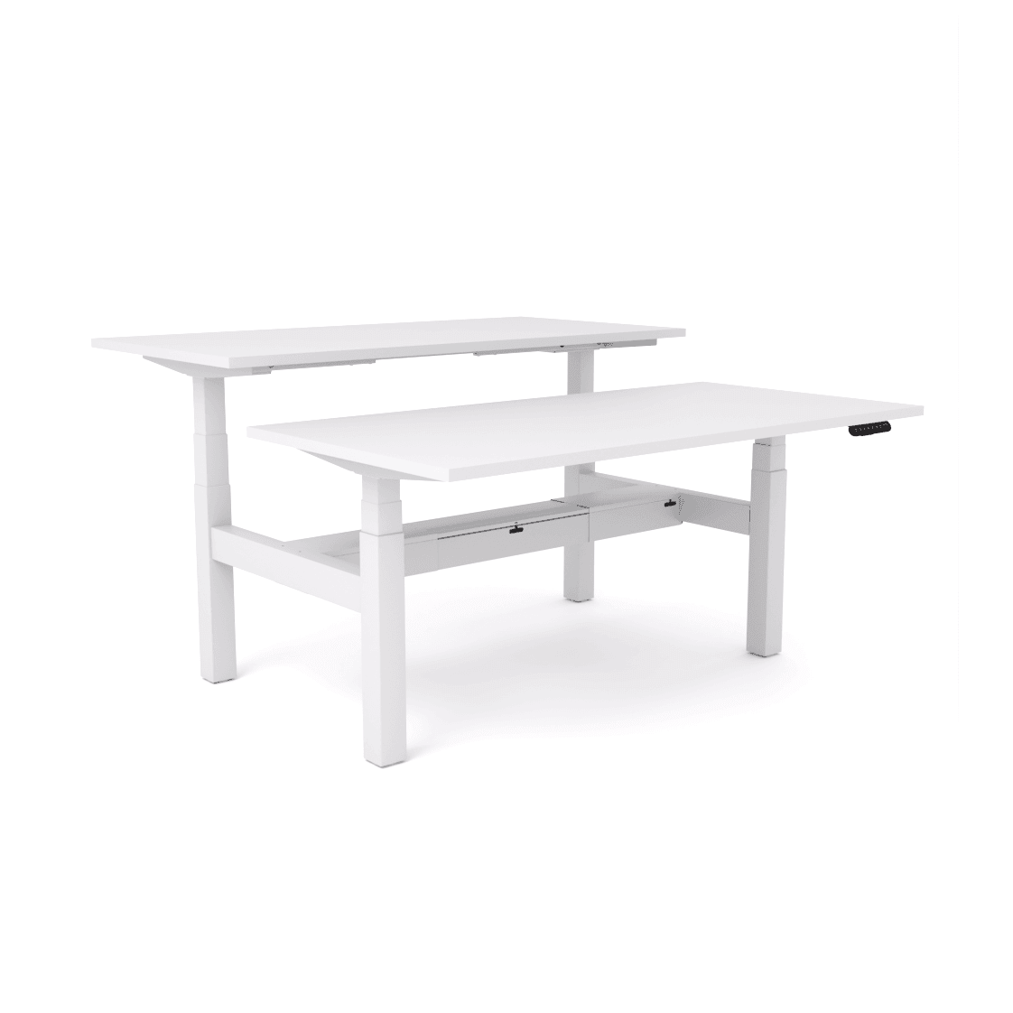 Agile Motion - Electric Height Adjustable Double Sided Workstation 1200x750 White Top / White Frame With Cable Tray
