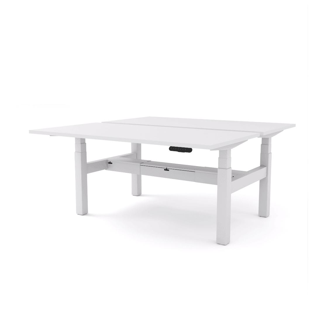 Agile Motion - Electric Height Adjustable Double Sided Workstation 1200x750 White Top / White Frame With Cable Tray