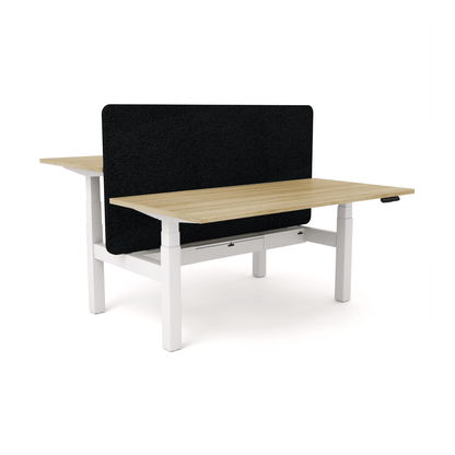 Agile Motion - Electric Height Adjustable Double Sided Workstation With Screen 1200x600 New Oak Top / Black Frame With Cable Tray
