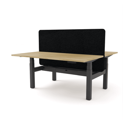 Agile Motion - Electric Height Adjustable Double Sided Workstation With Screen 1200x600 New Oak Top / Black Frame With Cable Tray