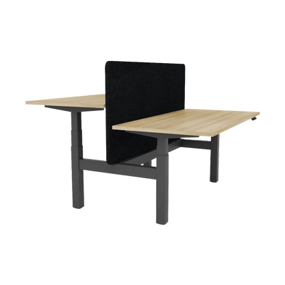 Agile Motion - Electric Height Adjustable Double Sided Workstation With Screen 1200x600 New Oak Top / Black Frame No Cable Tray