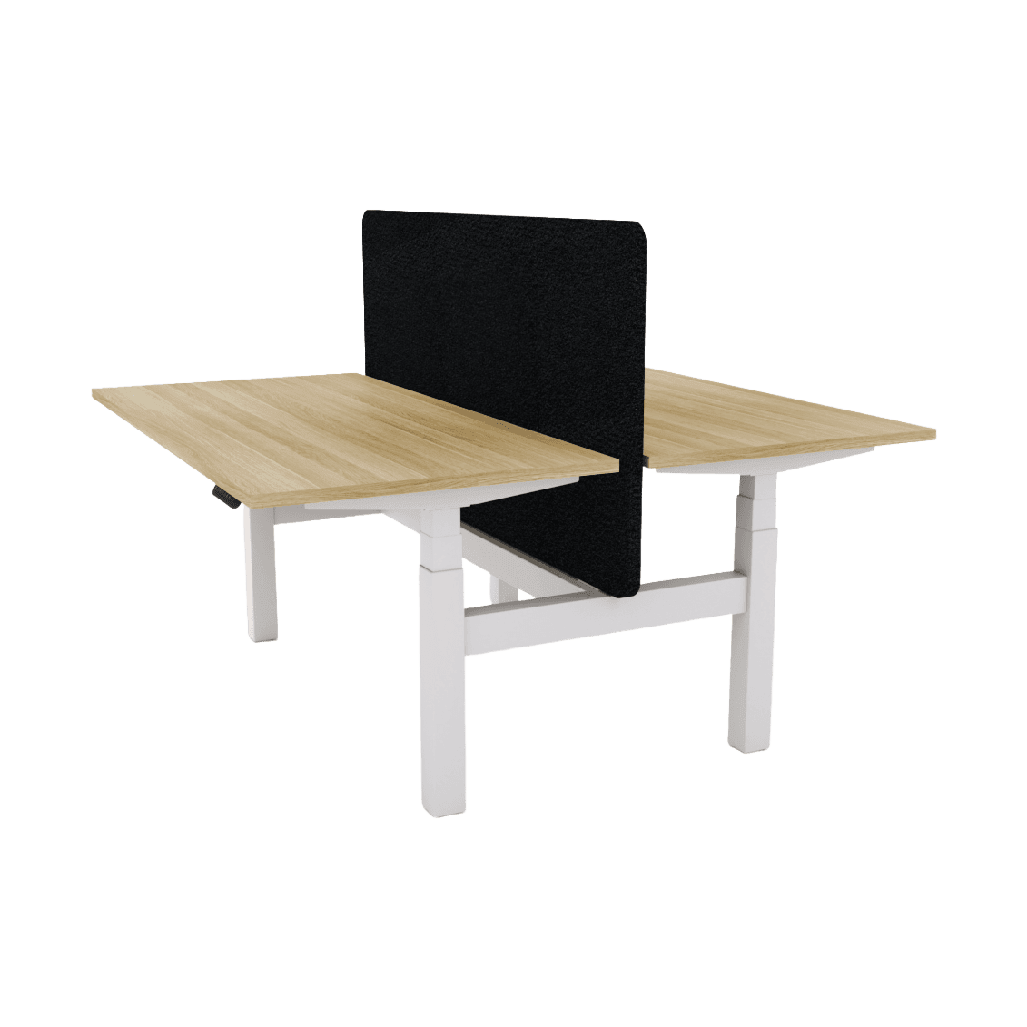Agile Motion - Electric Height Adjustable Double Sided Workstation With Screen 1200x600 New Oak Top / Black Frame No Cable Tray