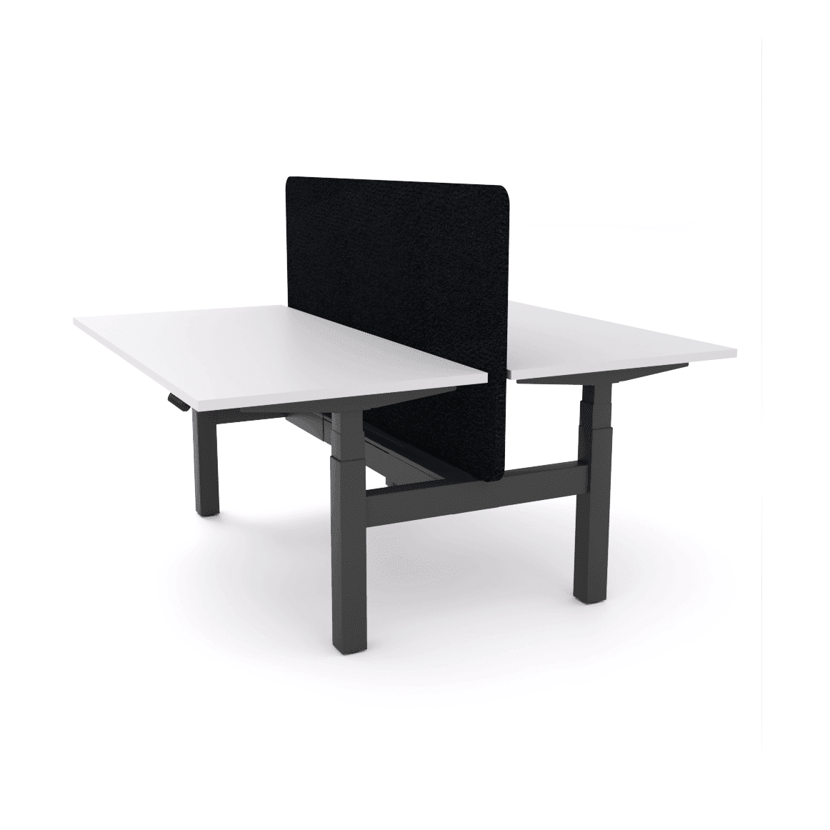 Agile Motion - Electric Height Adjustable Double Sided Workstation With Screen 1200x600 New Oak Top / White Frame With Cable Tray