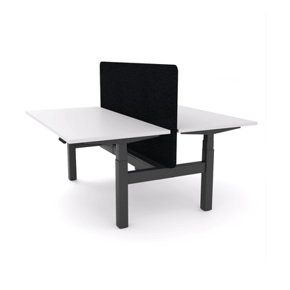 Agile Motion - Electric Height Adjustable Double Sided Workstation With Screen 1200x600 New Oak Top / White Frame With Cable Tray