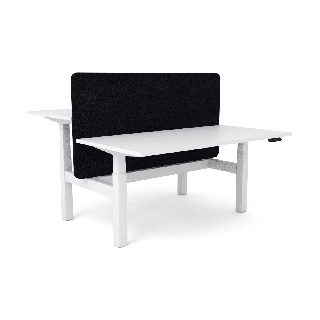 Agile Motion - Electric Height Adjustable Double Sided Workstation With Screen 1200x600 New Oak Top / White Frame No Cable Tray