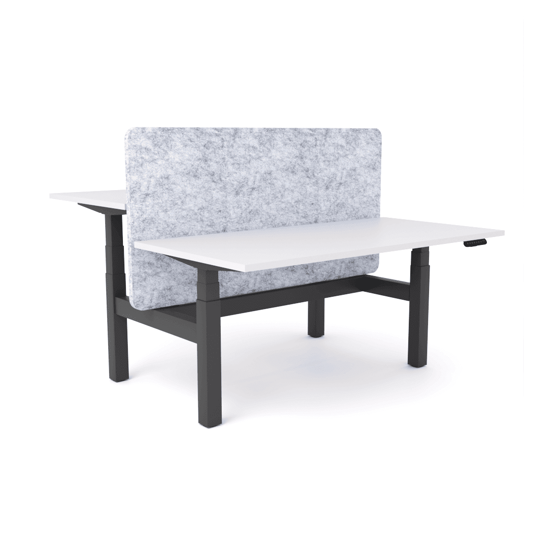 Agile Motion - Electric Height Adjustable Double Sided Workstation With Screen 1200x600 New Oak Top / White Frame No Cable Tray