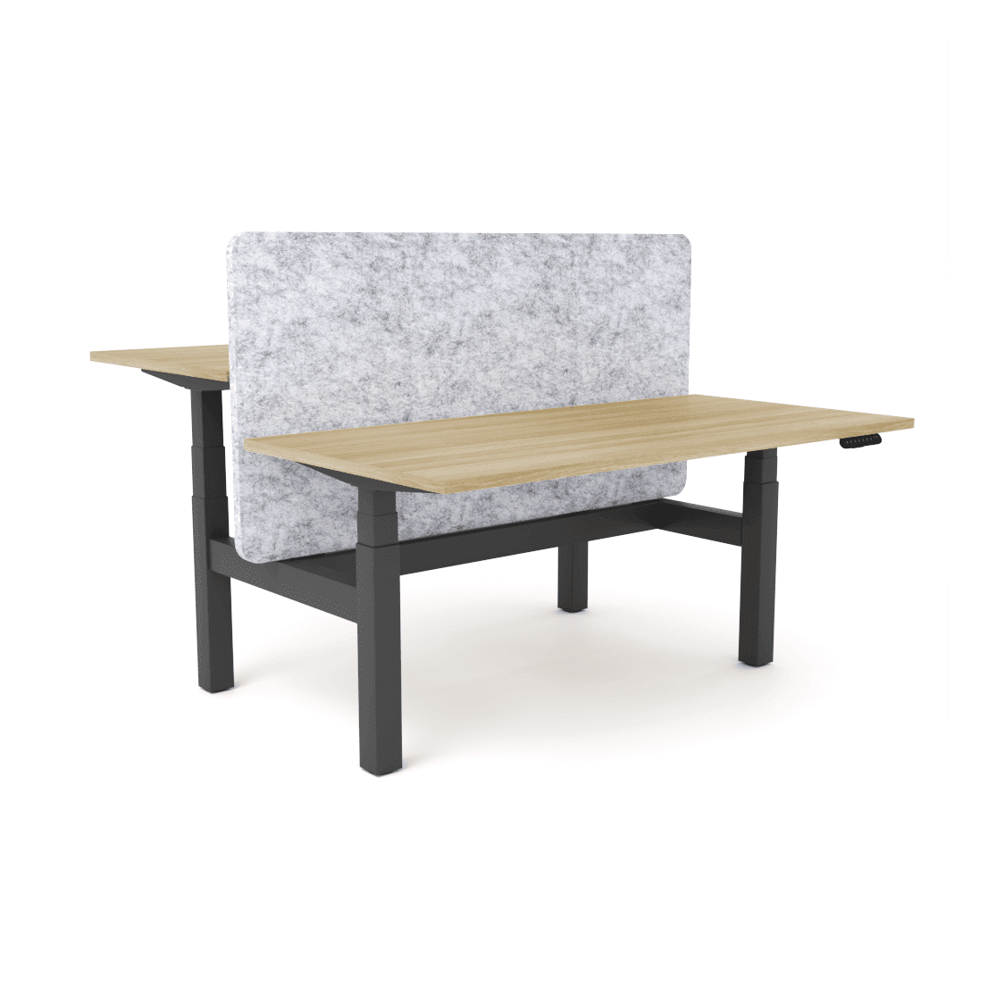 Agile Motion - Electric Height Adjustable Double Sided Workstation With Screen 1200x600 New Oak Top / White Frame No Cable Tray