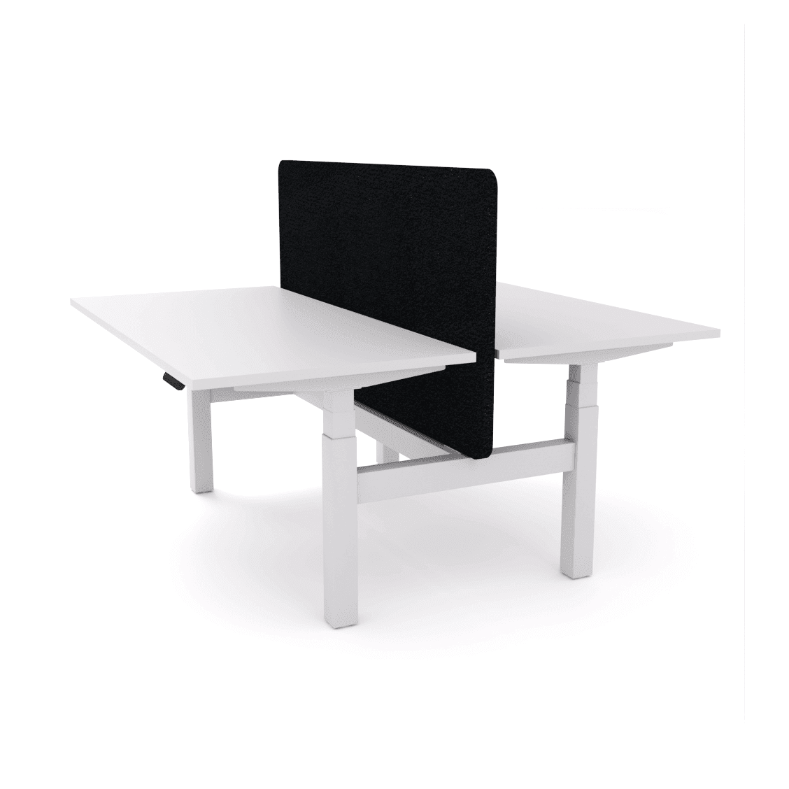 Agile Motion - Electric Height Adjustable Double Sided Workstation With Screen 1200x600 New Oak Top / White Frame No Cable Tray