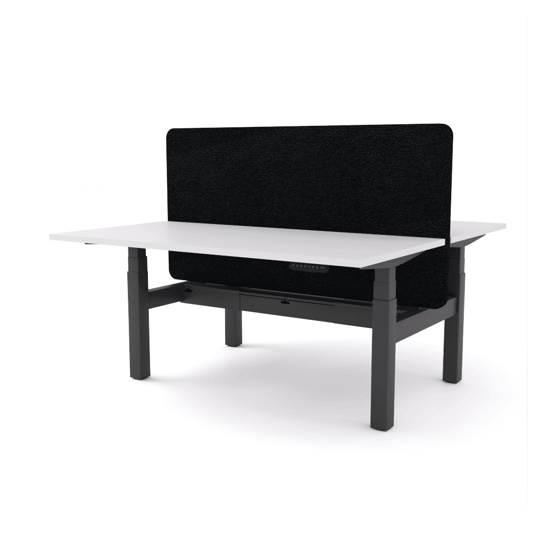 Agile Motion - Electric Height Adjustable Double Sided Workstation With Screen 1200x600 White Top / Black Frame With Cable Tray