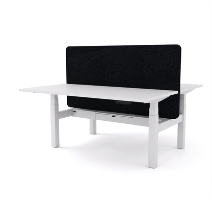 Agile Motion - Electric Height Adjustable Double Sided Workstation With Screen 1200x600 White Top / White Frame With Cable Tray