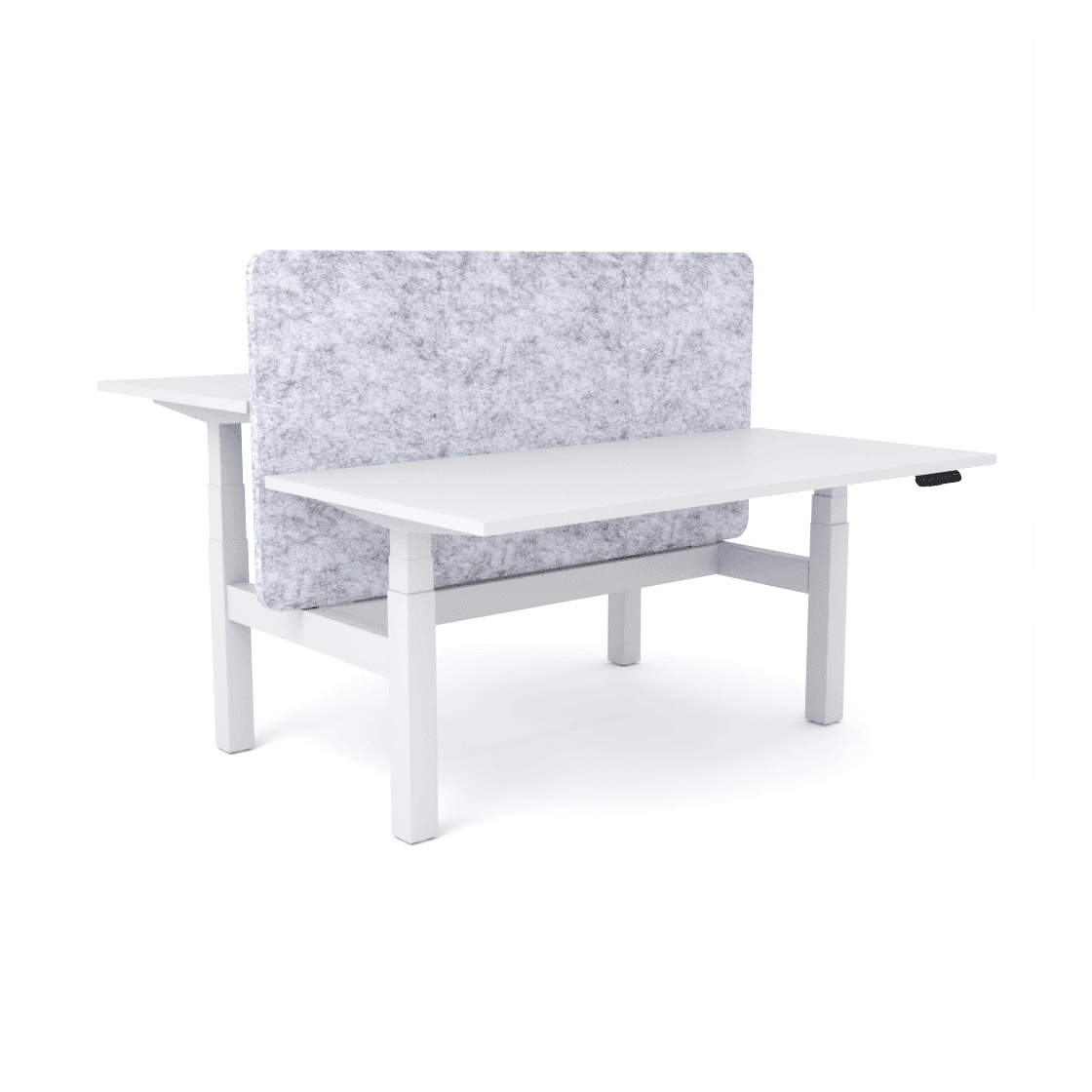 Agile Motion - Electric Height Adjustable Double Sided Workstation With Screen 1200x600 White Top / White Frame No Cable Tray