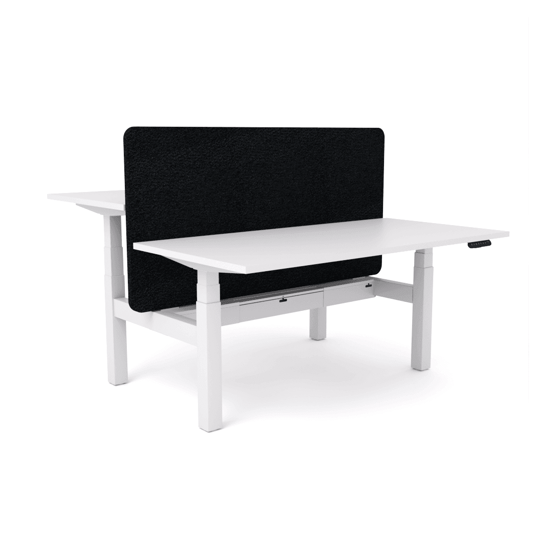 Agile Motion - Electric Height Adjustable Double Sided Workstation With Screen 1600x600 White Top / White Frame With Cable Tray