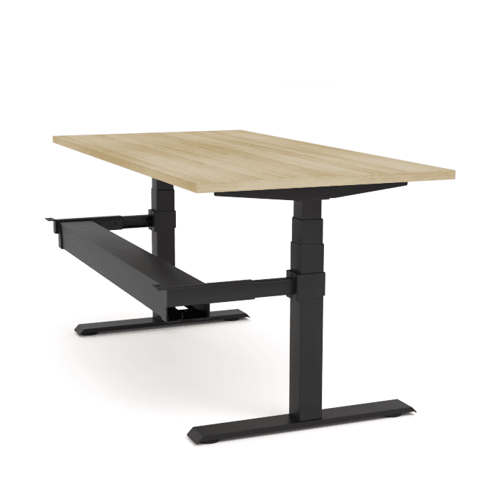 Agile Motion Electric Height Adjustable Single Workstation 1200 X 750 New Oak Top / Black Frame With Cable Tray - Office Furniture Company