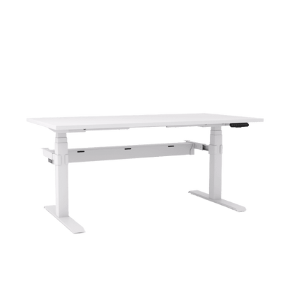 Agile Motion Electric Height Adjustable Single Workstation 1200 X 750 New Oak Top / White Frame With Cable Tray - Office Furniture Company