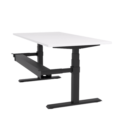Agile Motion Electric Height Adjustable Single Workstation 1200 X 750 White Top / Black Frame With Cable Tray - Office Furniture Company