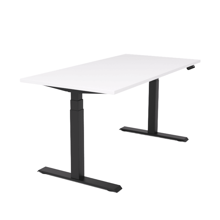 Agile Motion Electric Height Adjustable Single Workstation 1200 X 750 White Top / Black Frame Without Cable Tray - Office Furniture Company