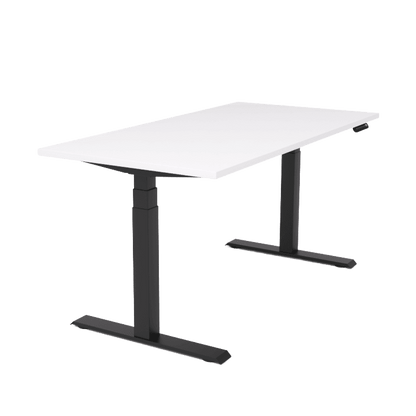 Agile Motion Electric Height Adjustable Single Workstation 1200 X 750 White Top / Black Frame Without Cable Tray - Office Furniture Company