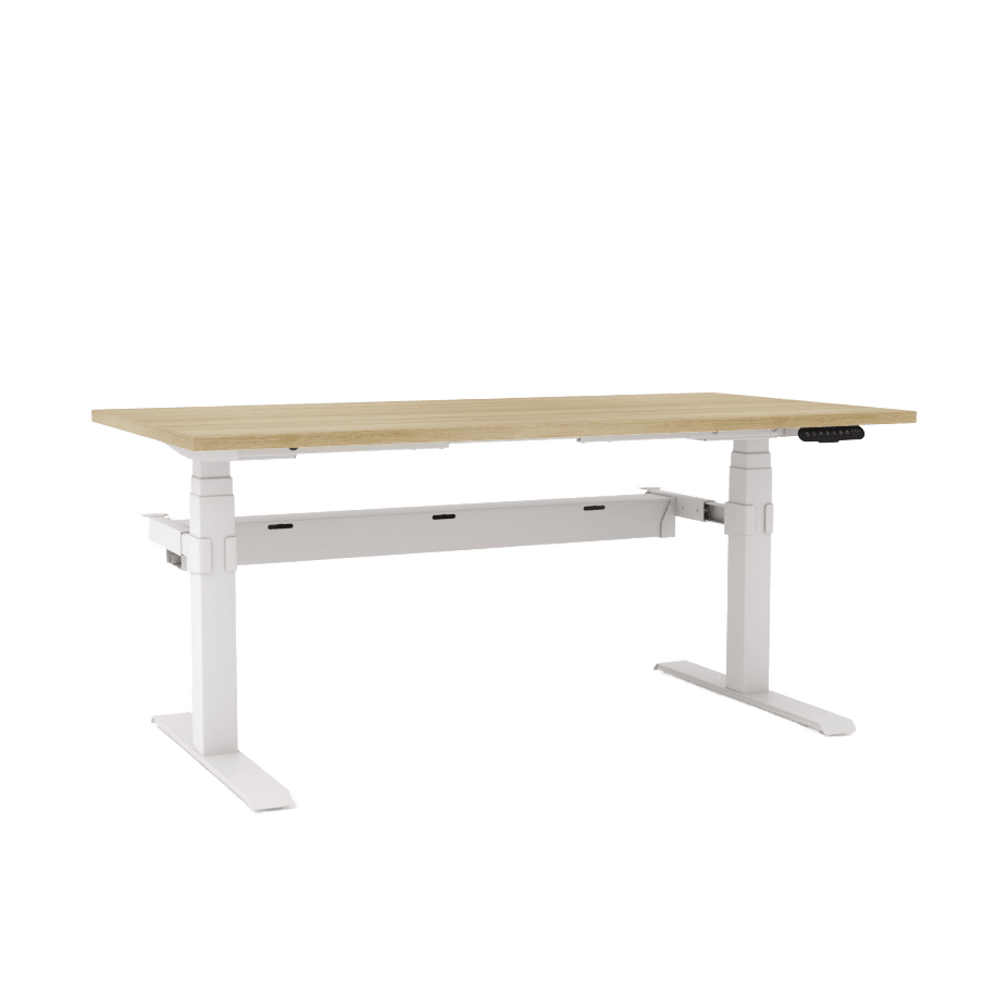 Agile Motion Electric Height Adjustable Single Workstation 1200 X 750 White Top / Black Frame Without Cable Tray - Office Furniture Company