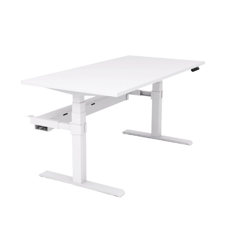 Agile Motion Electric Height Adjustable Single Workstation 1200 X 750 White Top / White Frame With Cable Tray - Office Furniture Company