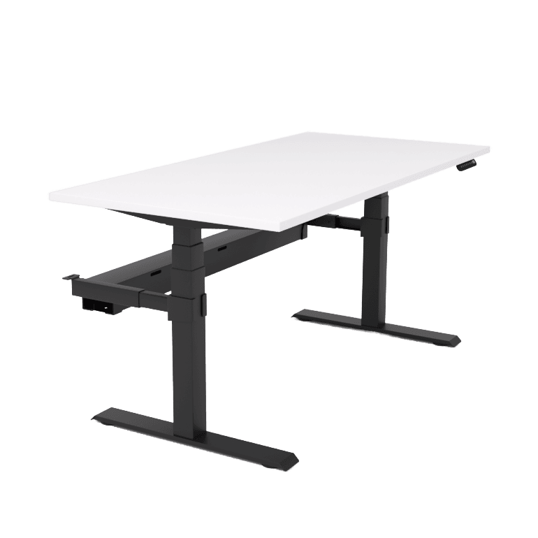 Agile Motion Electric Height Adjustable Single Workstation 1200 X 750 White Top / White Frame With Cable Tray - Office Furniture Company