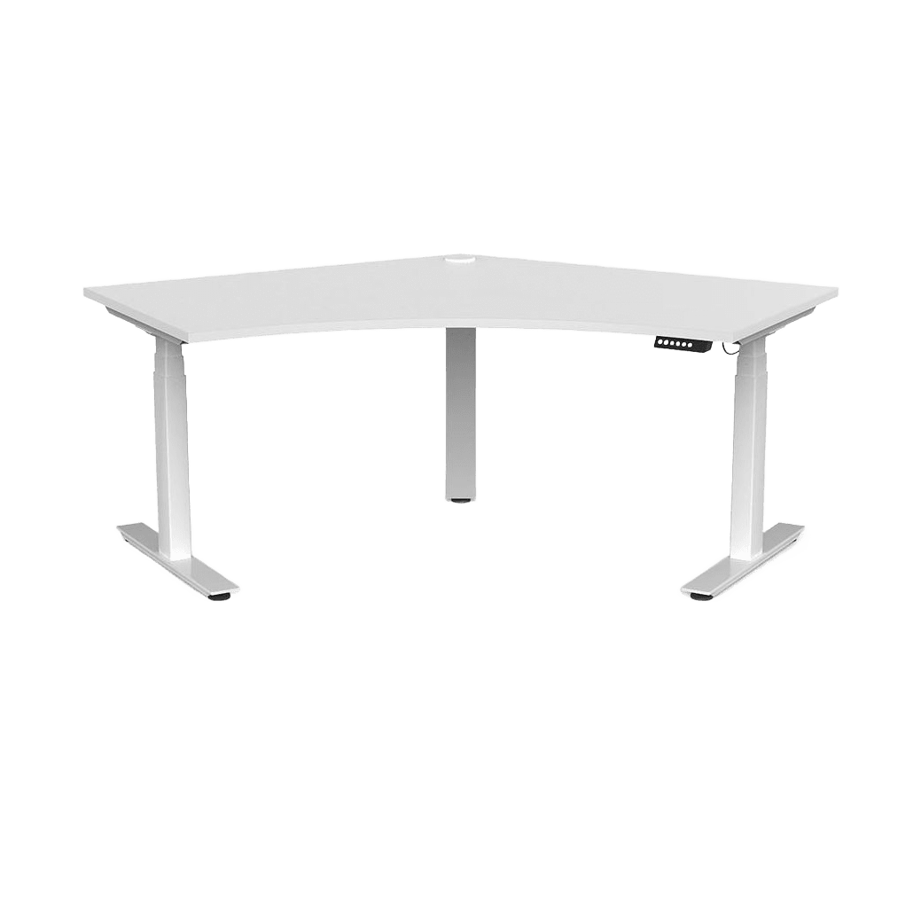 Agile Motion+ Plus Electric Height Adjustable 120 Degree Workstation 1200 X 1200 X 600 white - powdercoat white - melamine - Office Furniture Company