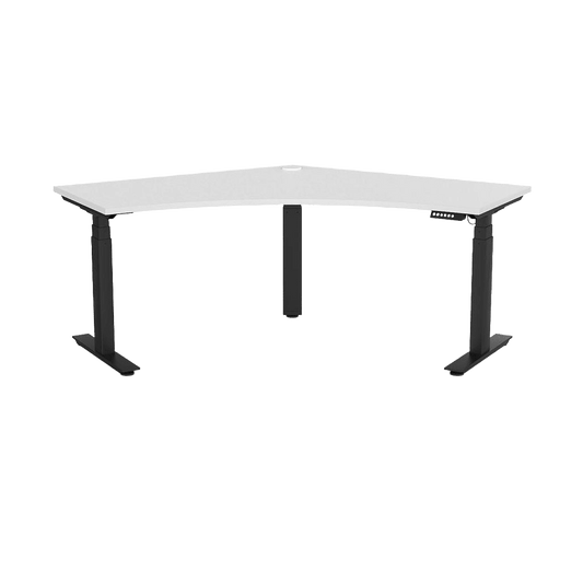 Agile Motion+ Plus Electric Height Adjustable 120 Degree Workstation 1200x1200x750 / Black Powdercoat / White
