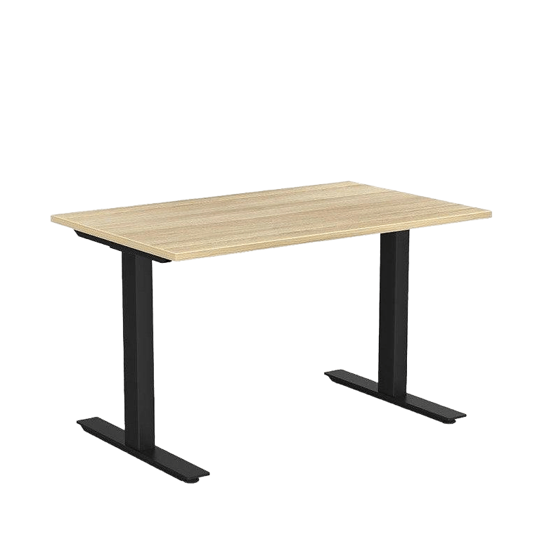 Agile Office Desk 1200 X 600 New Oak Melamine Black Powdercoat - Office Furniture Company