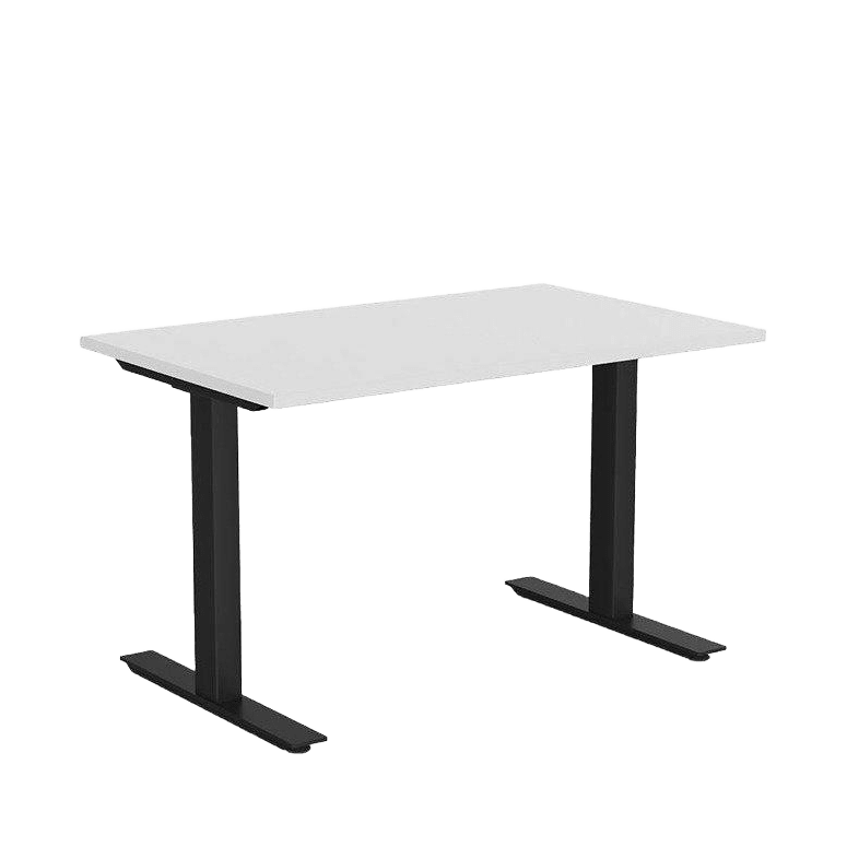 Agile Office Desk 1200 X 600 White Melamine Black Powdercoat - Office Furniture Company