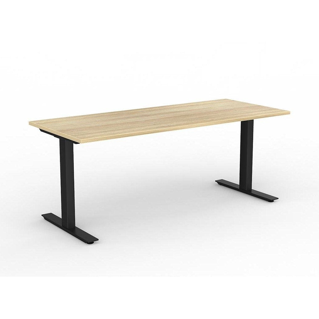 Agile Office Desk 1500 X 600 New Oak Melamine Black Powdercoat - Office Furniture Company
