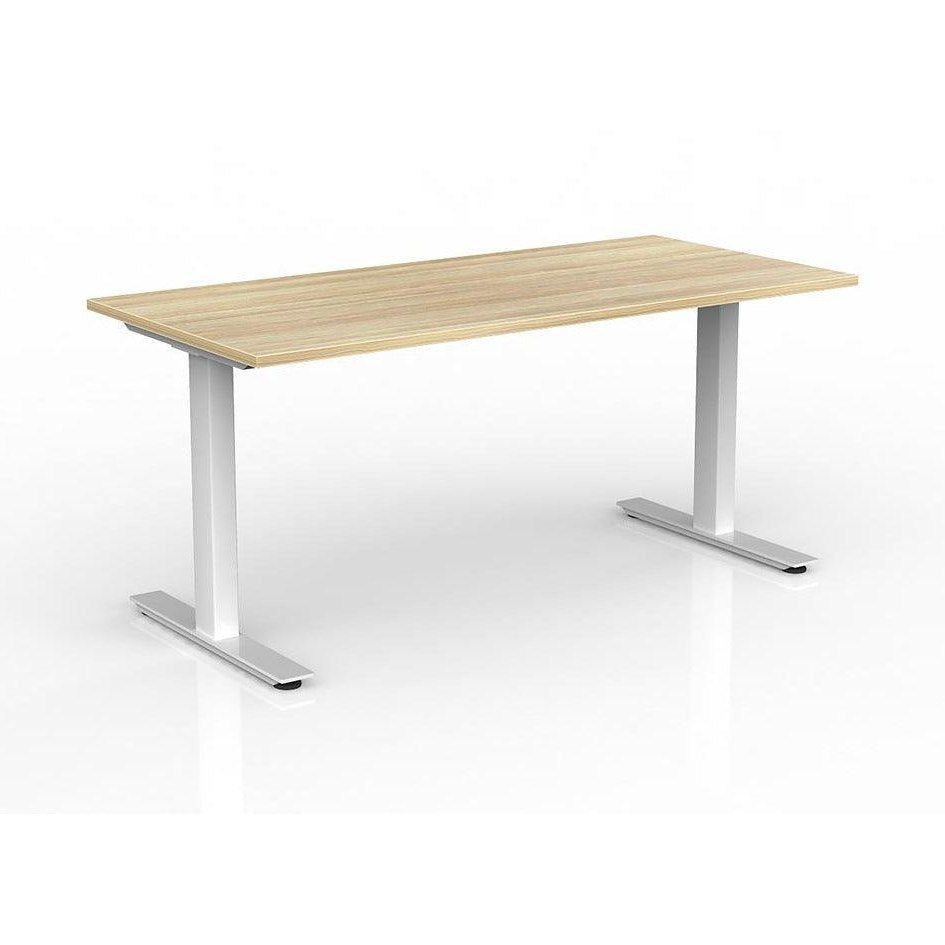 Agile Office Desk 1500 X 600 New Oak Melamine White Powdercoat - Office Furniture Company