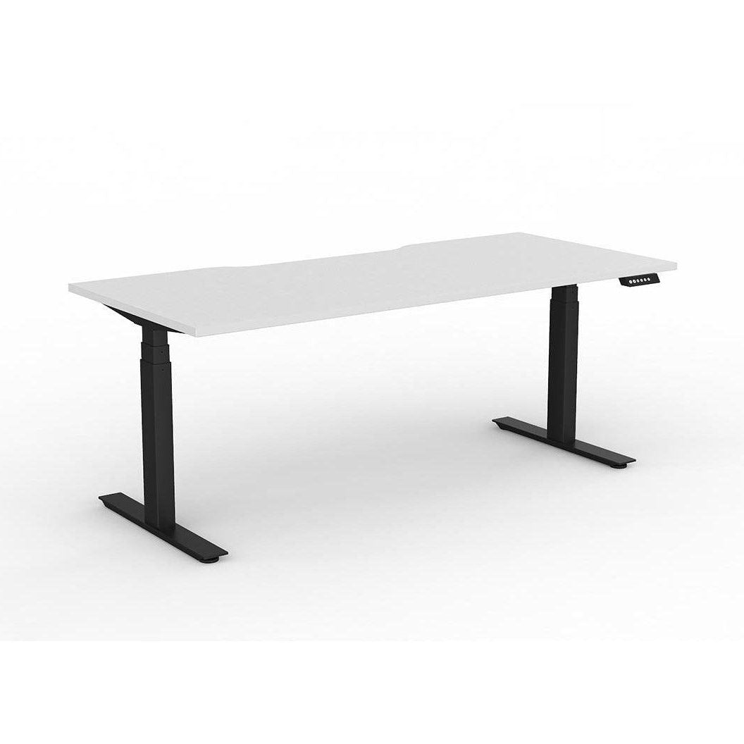 Agile Office Desk 1500 X 600 White Melamine Black Powdercoat - Office Furniture Company