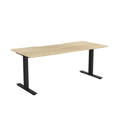 Agile Office Desk 1800 X 600 New Oak Melamine Black Powdercoat - Office Furniture Company