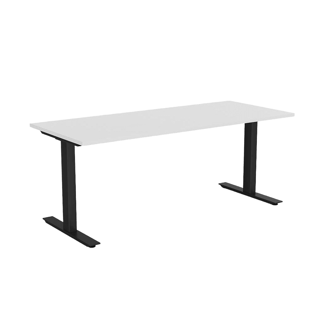 Agile Office Desk 1800 X 600 White Melamine Black Powdercoat - Office Furniture Company