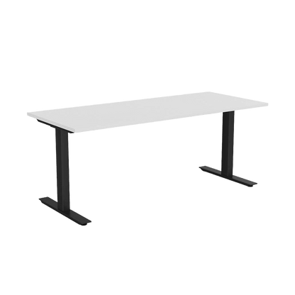 Agile Office Desk 1800 X 600 White Melamine Black Powdercoat - Office Furniture Company