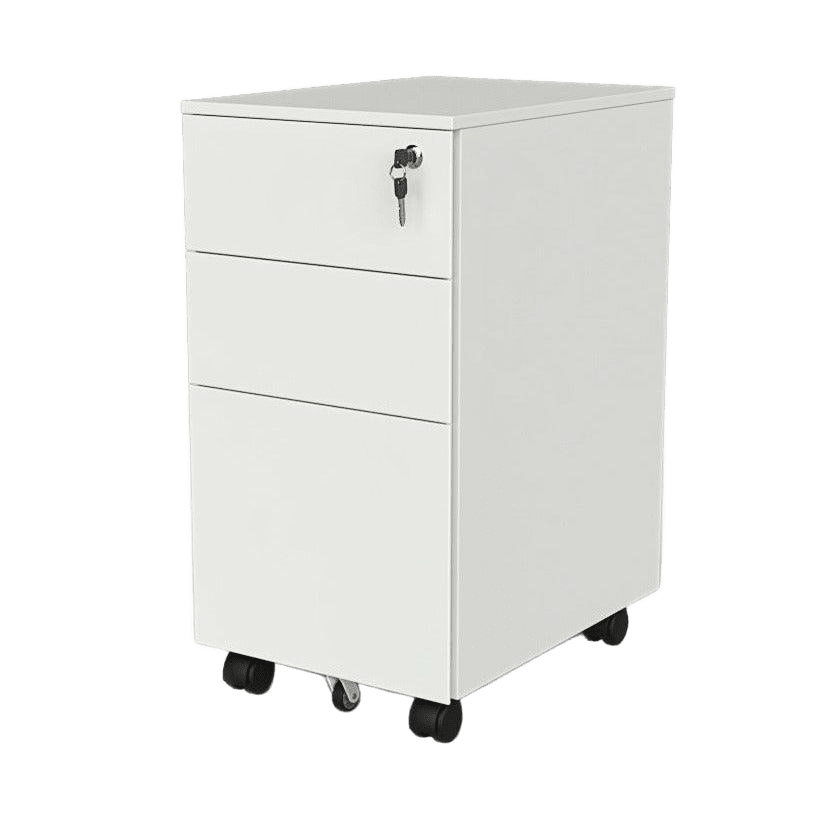 Agile Slimline Steel Mobile Pedestal White Metal