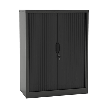 Agile Steel Locking Tambour Unit With Adjustable Shelf Black Powdercoat Without Plantar Box - Office Furniture Company