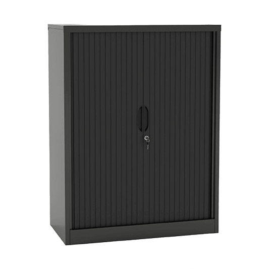 Agile Steel Locking Tambour Unit With Adjustable Shelf Black Powdercoat Without Plantar Box - Office Furniture Company
