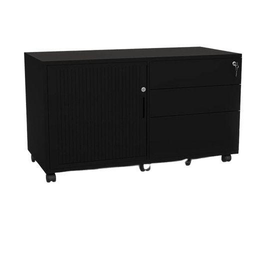 Agile Steel Mobile Tambour Door Caddy Unit Black powdercoat LHS (Left Hand Side) - Office Furniture Company