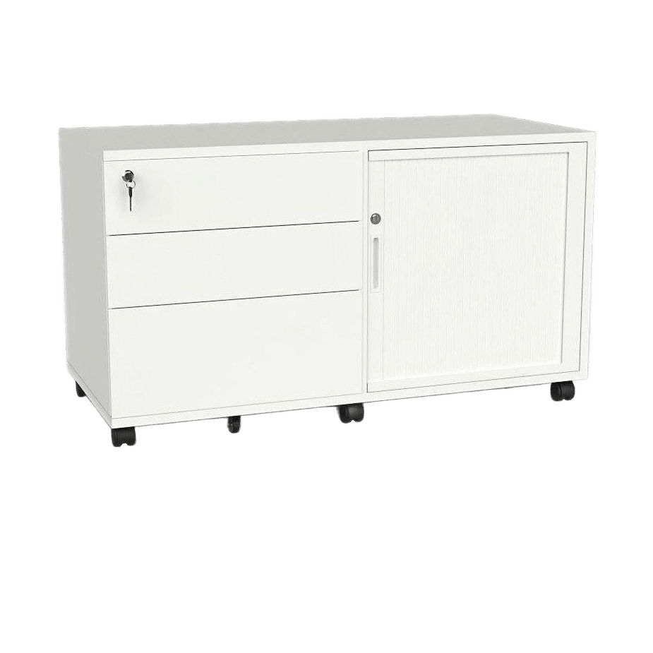 Agile Steel Mobile Tambour Door Caddy Unit White Metal / RHS