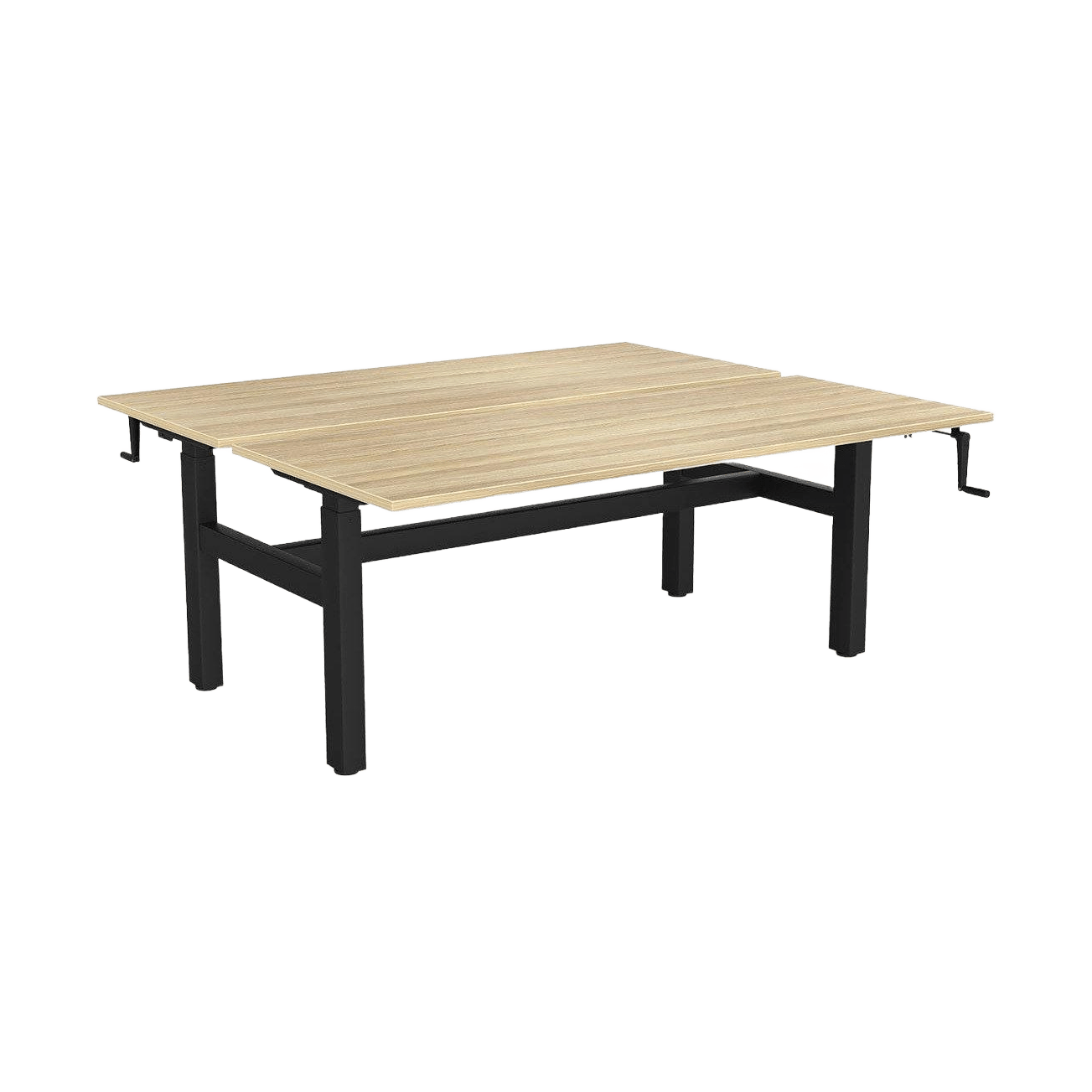 Agile Winder Height Adjustable Desk - 2 Person - Back to Back 1200 X 600 black - powdercoat new - oak - melamine - Office Furniture Company